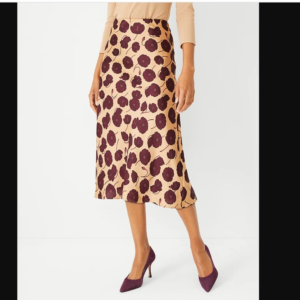 NWT Ann Taylor Floral Bias Slip Skirt
